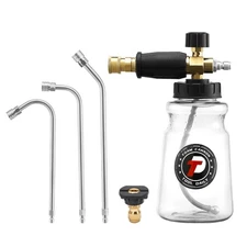Pressure Washer Foam Cannon with 3 Pieces Curved Extension Wands 16 Inch, Soa...