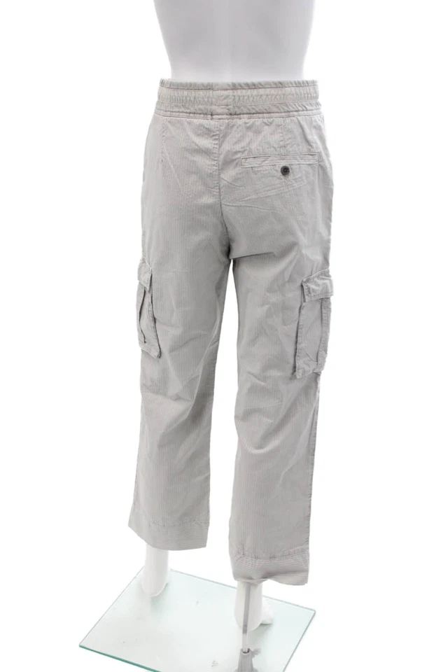 Женские хлопчатобумажные брюки-карго James Perse в полоску с принтом прямые штанины серые размер 0 - Изображение 3 из 4