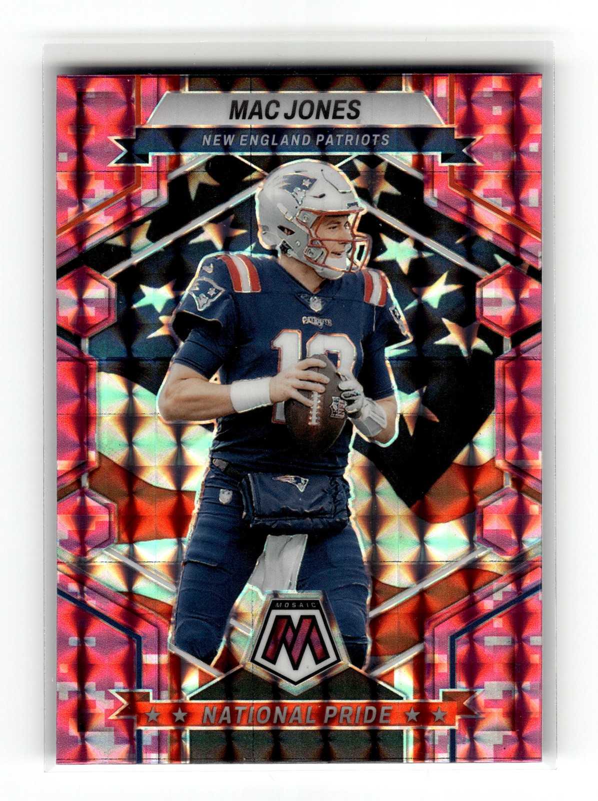 Mac Jones 2023 Panini Mosaic #261 New England Patriots Camo Pink Mosaic