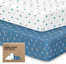 KeaBabies Soothe Fitted Crib Sheets, Organic Cotton Set of 2 Space Quest Theme
