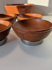 Vintage Hellerware Salad Bowl Set Danish Modern Style Wood Chrome MCM Boho — photo 4