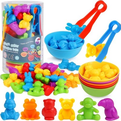 Counting Animals Color Sorting Toy Set Montessori Math Learning Game for Toddler
