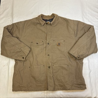 Vintage Carhartt Blanket Lined Chore Barn Jacket Mens 3XL C02SDL Tan Wheat USA