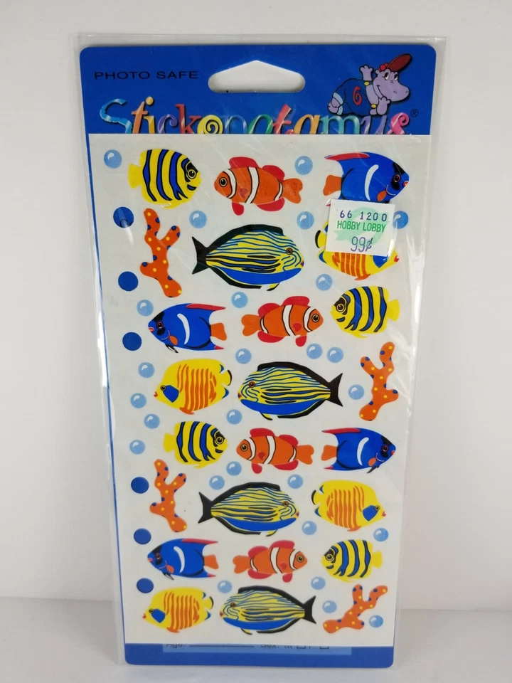 (2) Adesivos de encadernação vintage Stickopotamus alfinetes e peixes tropicais (selados) - Imagem 4 de 4