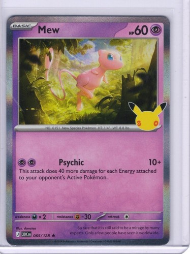Pokémon 30th Celebration 065/128 TCG Pokémon Mew Rare Holo