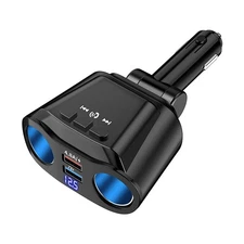 2 Way LED Car Cigarette Lighter Socket Splitter Dual USB Chargers Dock Adapter K