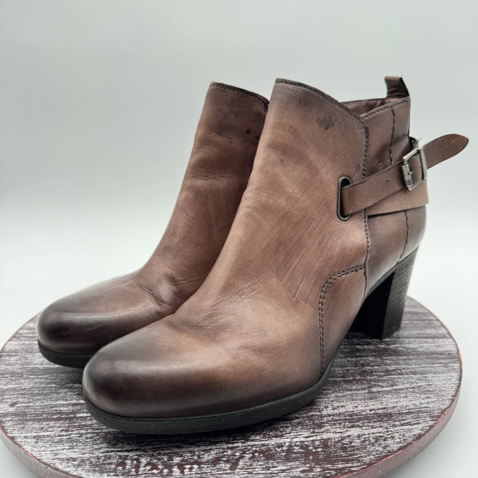 MJUS Botas Mujer 38 EE. UU. 7.5 Cuero Genuino Envejecido Cremallera Zapatos Cómodos Marrón Foto 2 de 4