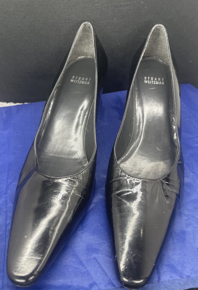 Stuart Weitzman High Heels Women Size 10.5 Black Patent Leather Pointed Toe Read - Image 3 of 4