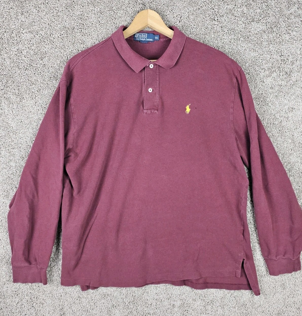 Polo Ralph Lauren Camicia Borgogna Marrone Camicia Manica Lunga Uomo XL Giallo Pony