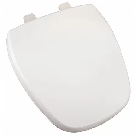 JONES STEPHENS C049WD00 Molded Wood Toilet Seat, Rnd Sq. Frnt, Wht With Cover, - Picture 1 of 1