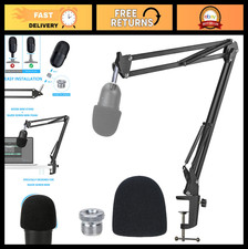 Adjustable Boom Arm with Pop Filter  Foam Windscreen for Streaming Microphone