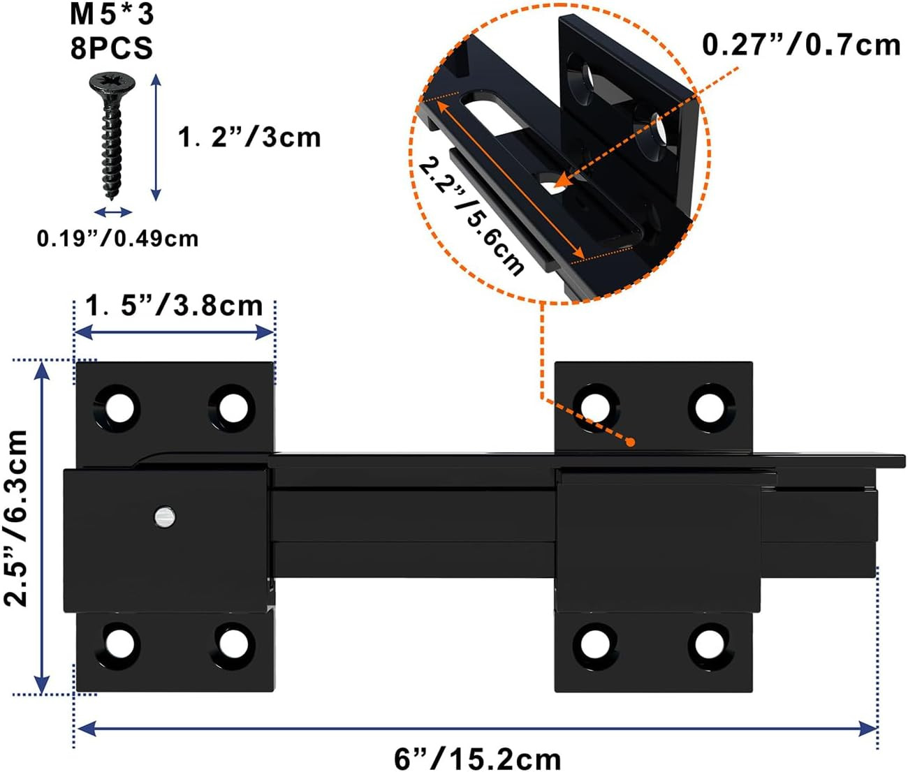 Flip Gate Latch Lock with Padlock Hole, Aluminum Alloy Adjustable Door Latch Bar