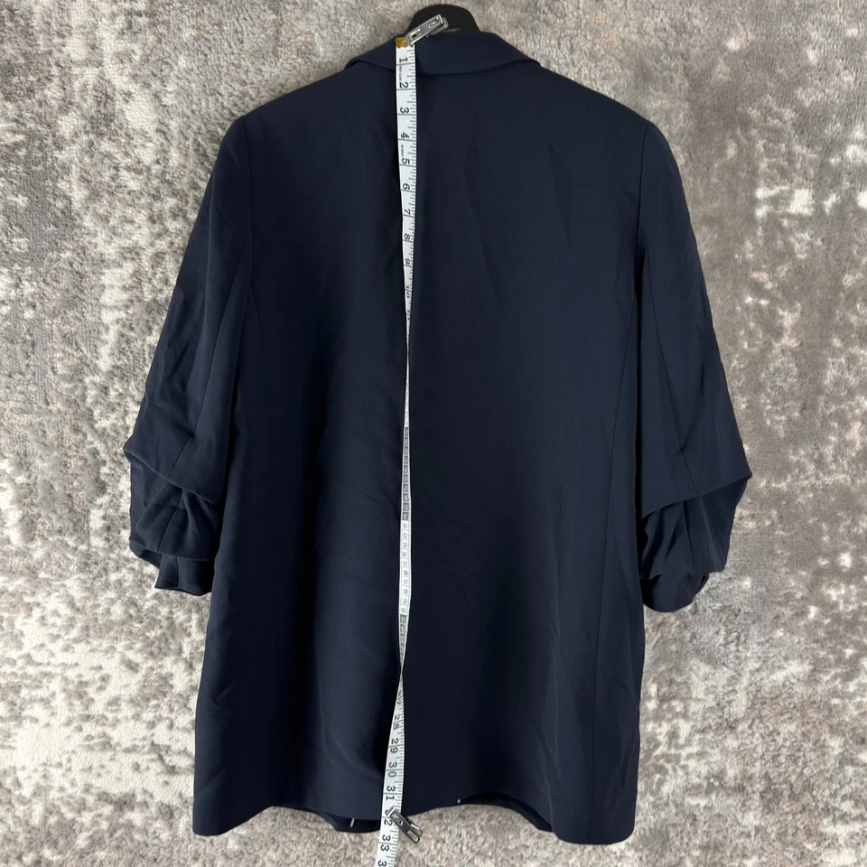 Куртка блейзер Lafayette 148 размер L карьерная с вырезом открытая спереди темно-синяя с подкладкой - Изображение 3 из 4