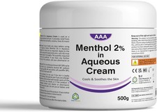 Aqueous Cream with Menthol 2% - 500g | Cooling Emollient for Softening & Soothi