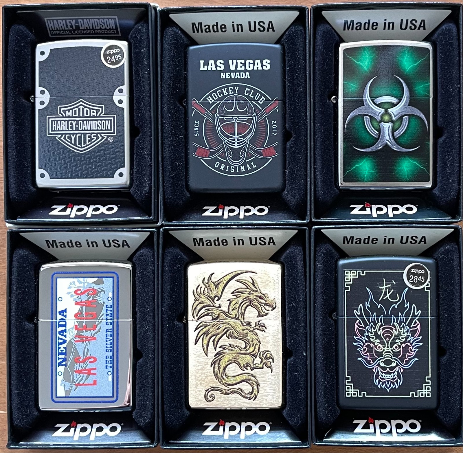 6 Pieces Zippo Lighter, Laser Lettering Pattern Windproof Ne
