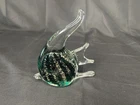 Vintage Murano Style Art Glass Angelfish Figurine Green Gold Aventurine
