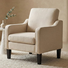 Beige Armchair Living Room Comfortable Lounge Chair with Arms