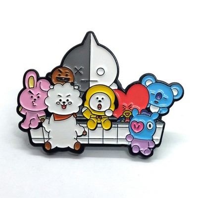 BT21 Characters Group Pin Koya RJ Shooky Mang Chimmy Tata Cooky Van Enamel