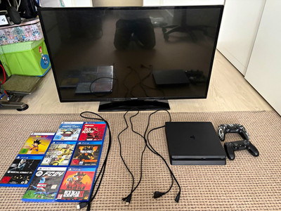 Sony PlayStation 4 Slim 500 gb Schwarz CUH-2116B Bundle mit 2 Controllern