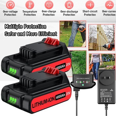 2PACK NEW 20V Lithium-ion Battery / Charger for BLACK DECKER 20 Volt LBXR20 LB20