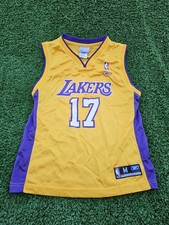 Kids Vtg Reebok NBA Los Angeles Lakers Basketball Jersey Youth Sz M #17 Rick Fox