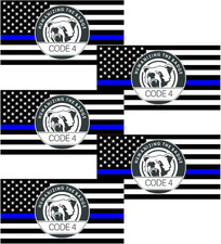 5x Thin Blue Line Code 4 Police Support Sticker Decal For Car Truck Window 5x Thin Blue Line Code 4 Police Support Sticker Decal For Car Truck Window