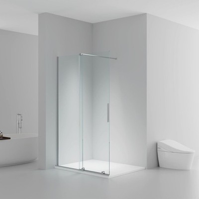 Begehbare Dusche mit Schiebetür 120×200 cm   Sicherheitsglas Chrom/Matt Schwarz