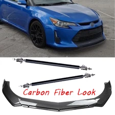 For Scion TC 2006-2016 Carbon Fiber Front Bumper Lip Spoiler Splitter Strut Rod