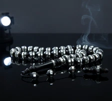Big Mirror inlaid coca tree beads 33 beads, Prayer Beads Misbaha Tesbih 201037