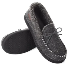 Men’s Moccasin Slippers Fleece Lined Indoor Outdoor Shoes Gift Idea Black Friday