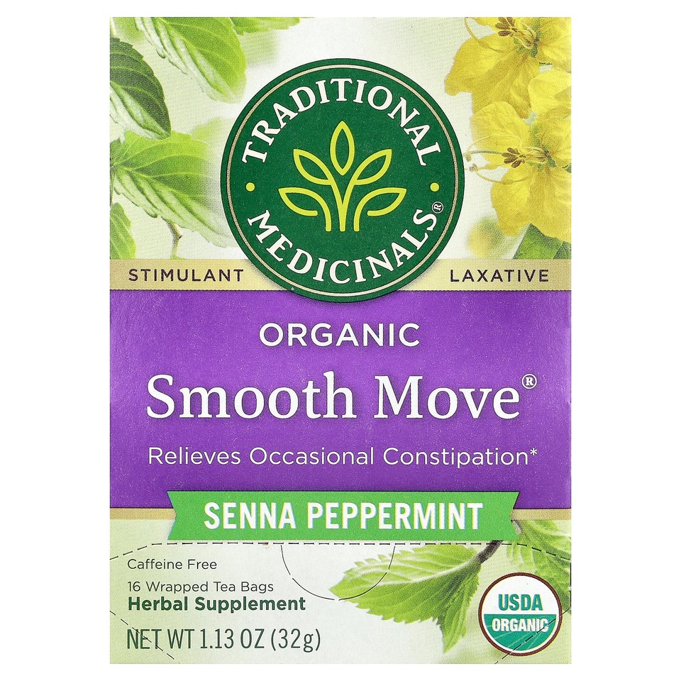 Organic Smooth Move®, Senna Peppermint, Caffeine Free, 16 Wrapped Tea Bags, 1.13