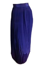 True Vintage 1940s Sharply Pleated Blue Rayon Skirt