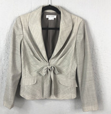 Kay Unger Blazer  Womens 6 Gray Wool Blend Pl...
