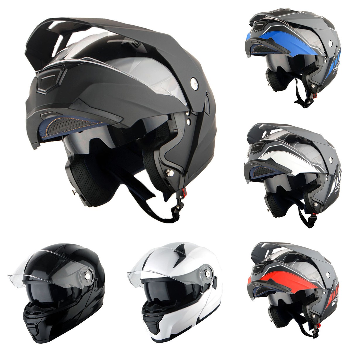 1Storm New Motorcycle Modular Flip up Full Face Helmet Dual Visor: HJK910  DSPORT