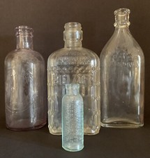 Antique Little Bo Peep Embossed glass Ammonia bottle And Others