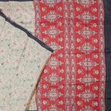 Namaste Vintage Beige Sarees 100% Pure Silk Printed Indian Sari 5YD Craft Fabric