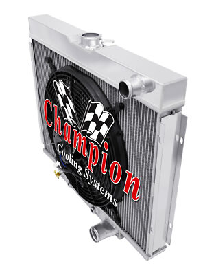 Atom 2 Row 1'' Radiator Lowhose Passenger 24'',16'' Fan for 1967-1970 Ford Mustang