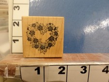 Rose wreath heart valentines saying RUBBER STAMP 5y