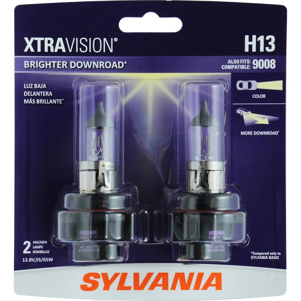 Sylvania Xtra Vision 9008 H13 65/55W Dos Bombillas Cabeza Luz Repuesto DOT Stock Foto 2 de 4