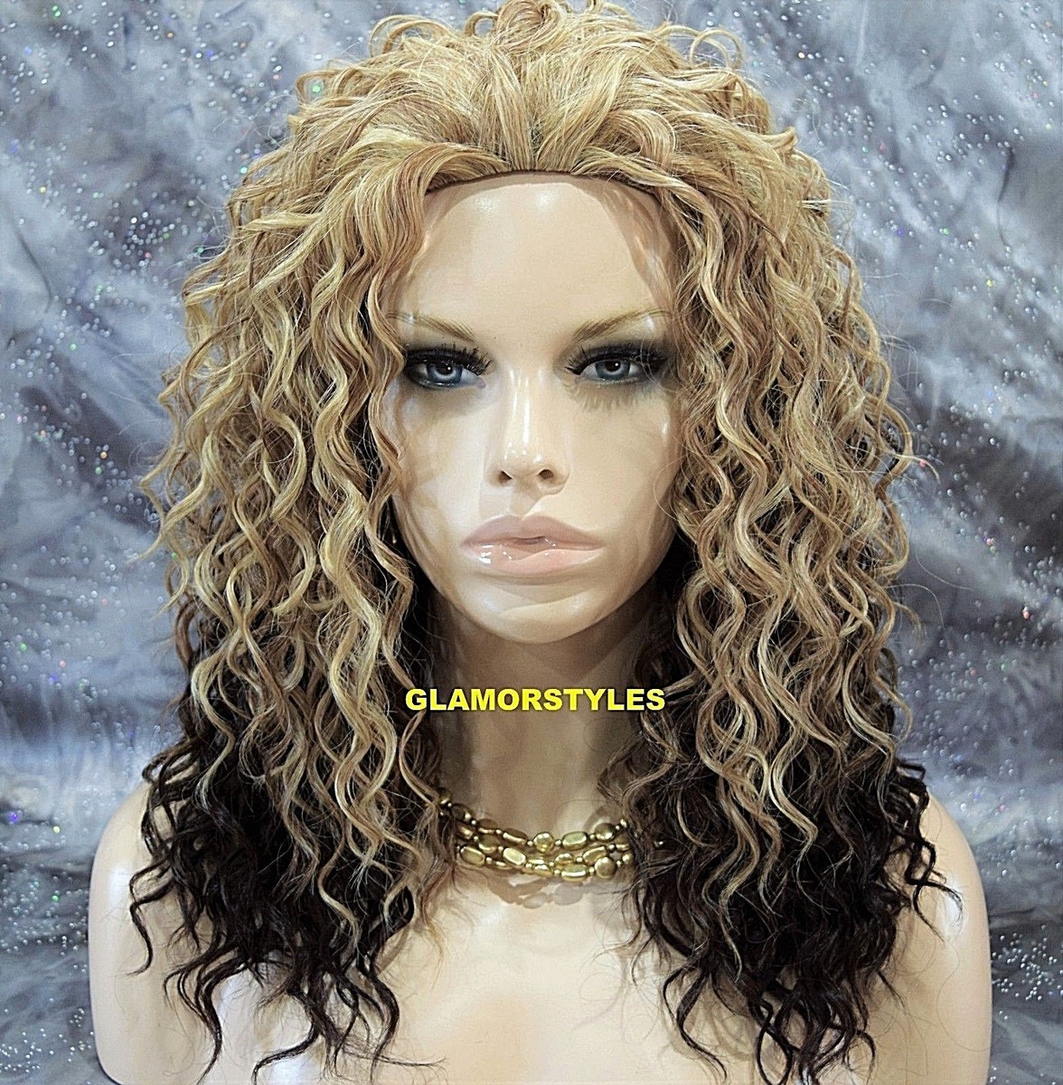 3/4 HALF FALL FULL WIG LONG CURLY LAYERED HAIR PIECE GOLDEN  display picture 2