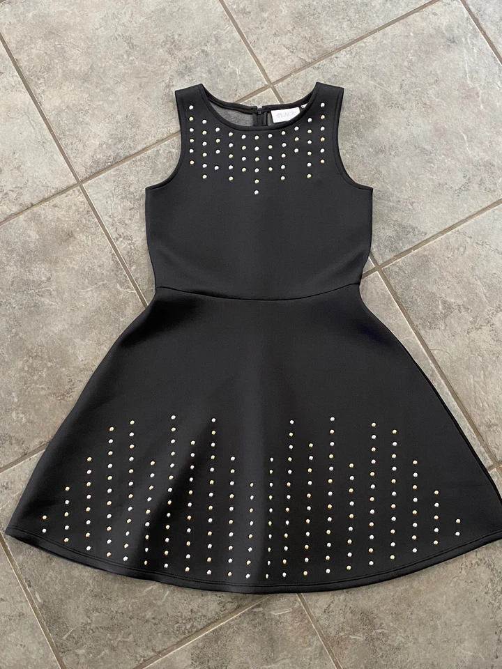 Vestido The Children’s Place Girls L 10/12 Nuevo con Etiquetas Worh oro/plateado tachuelas Foto 2 de 4