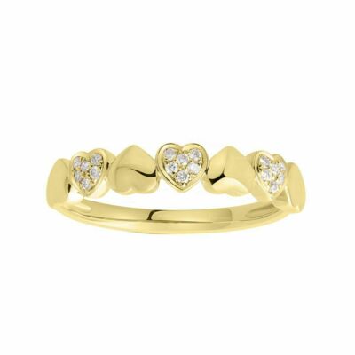 14K Gold 0,09 Ct. Laborgefertigter Diamant Herz Muster Ehering feiner Schmuck
