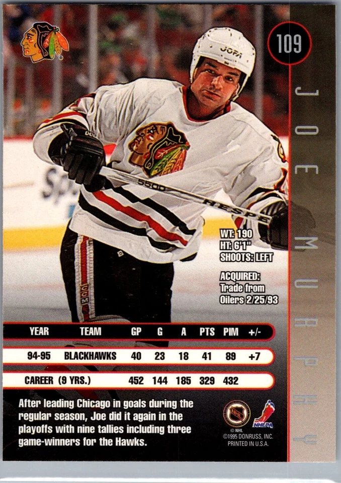 1995-96 Leaf Hockey - #109 Joe Murphy - Image 2 of 2