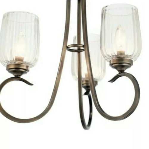 Kichler Chesterlyn 3-Light Vintage Tuscan Bronze Ribbed Glass Chandelier - Picture 4 of 12