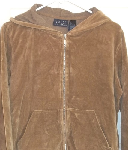 Womens LIZ CLAIBORNE~Brown HOODIE JACKET~SMALL~FULL ZIP Sweatshirt CRAZY HORSE - Picture 2 of 5