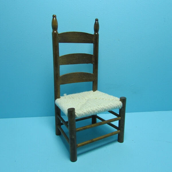 4 Vintage Dollhouse Miniature Ladder Back Chairs Rope Seats 1:12th