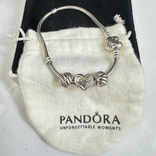 Pandora Bracelet w/h Heart Clasp, 1 Heart, 2 Spacers & 10 Murano ALE 925 w/h Box - Picture 4 of 10