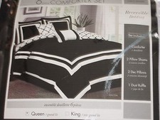 Queen 6 Pc. Comforter Shams Dust Ruffle Decorative Pillows Bed Sleep Set NEW 