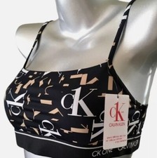 Nwt Calvin Klein Women's Ck One Micro Unlined Bralette Logo Print QF5737-009 M