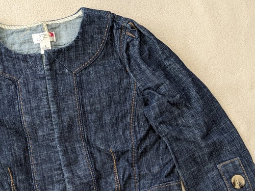 Ann Taylor Loft Denim Cover Jacke offen vorne dunkel gewaschen kurz Damen Größe 4 - Bild 4 von 15